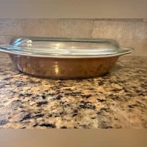 Vintage Pyrex 1960s Early American Divided Casserole Dish with Lid